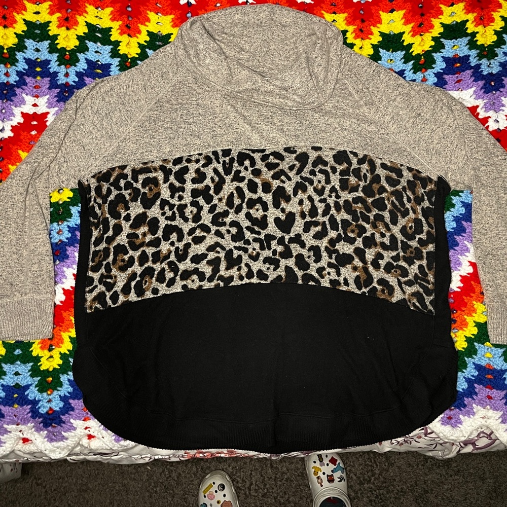 cheetah print turtleneck